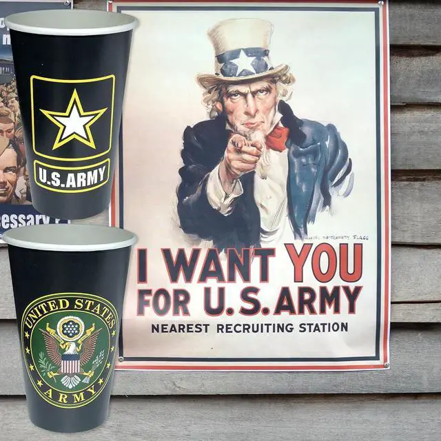 Alt view image 3 of 4 - Havercamp U.S. Army Party Cups (32 cups)! 16oz. Heavyweight Paper Cups! Authentic, Licensed, American Army Design. For Graduation Parties, Retirement, Welcome Home & Birthdays