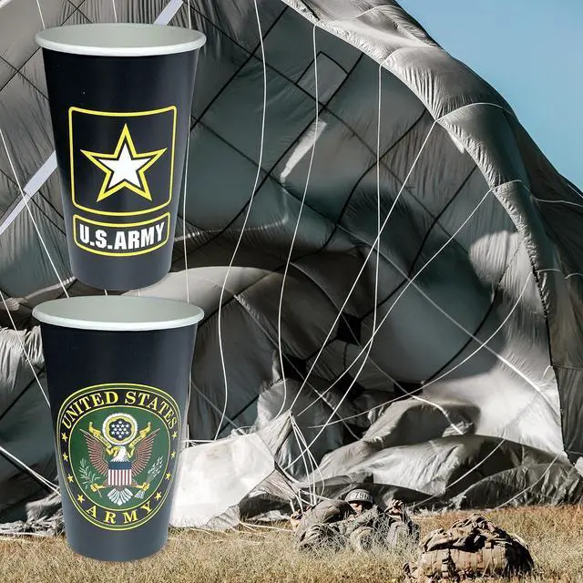 Alt view image 4 of 4 - Havercamp U.S. Army Party Cups (32 cups)! 16oz. Heavyweight Paper Cups! Authentic, Licensed, American Army Design. For Graduation Parties, Retirement, Welcome Home & Birthdays