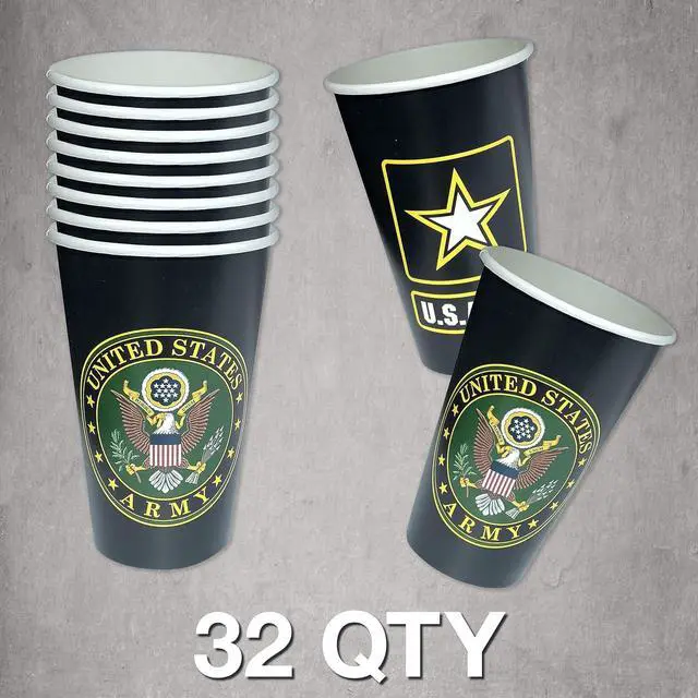 Alt view image 2 of 4 - Havercamp U.S. Army Party Cups (32 cups)! 16oz. Heavyweight Paper Cups! Authentic, Licensed, American Army Design. For Graduation Parties, Retirement, Welcome Home & Birthdays