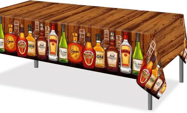 Main image of Whiskey Party Tablecover Plastic Whiskey Theme Birthday Tablecloth Aged to Perfection Birthday Party Decorations Supplies, Multi Color