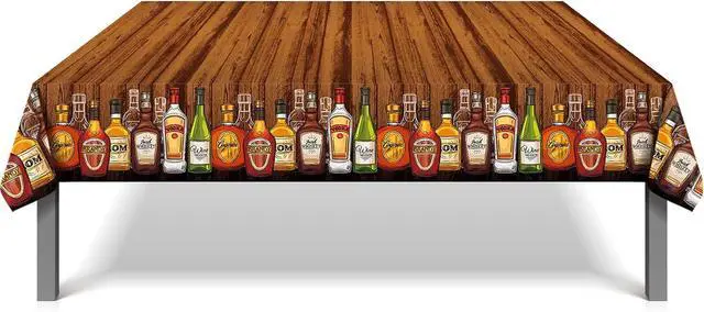 Alt view image 6 of 7 - Whiskey Party Tablecover Plastic Whiskey Theme Birthday Tablecloth Aged to Perfection Birthday Party Decorations Supplies, Multi Color