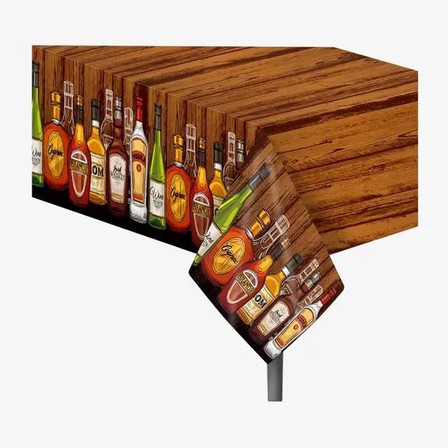 Alt view image 5 of 7 - Whiskey Party Tablecover Plastic Whiskey Theme Birthday Tablecloth Aged to Perfection Birthday Party Decorations Supplies, Multi Color