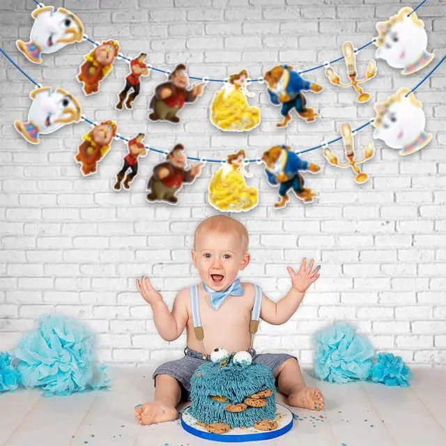 Alt view image 6 of 7 - Bauty & The Bast Garland Decoration Fairy Tale Theme Birthday Party Supplies Elegant Hanging Party Banner for Girls Birthday, Wedding, Classroom, or Princess Theme Decorations