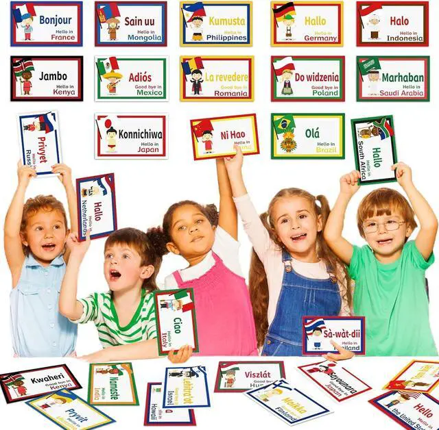 Alt view image 4 of 7 - 30Pcs Greetings from Around The World Cutouts Diversity Learning Languages Classroom Decorations Multicultural Languages Cutouts Supplies for Classroom School Home Decor