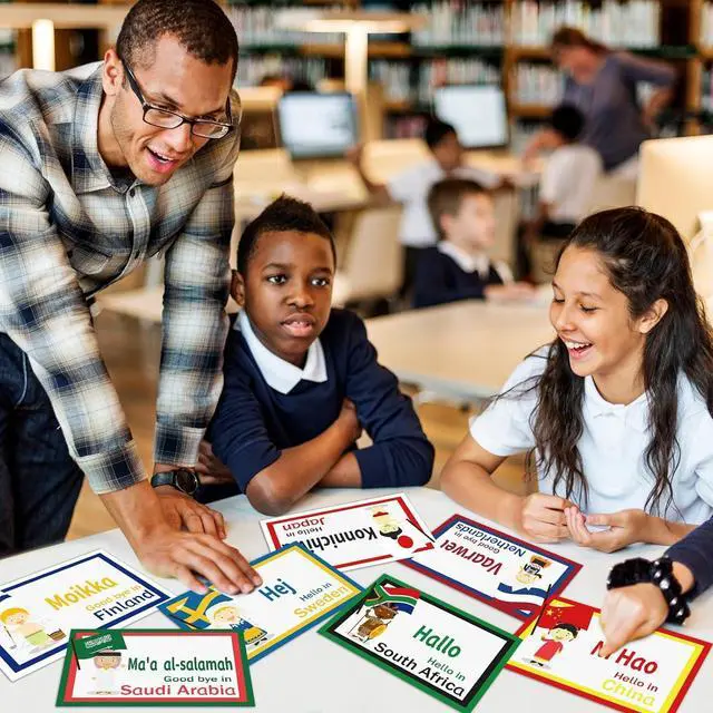 Alt view image 7 of 7 - 30Pcs Greetings from Around The World Cutouts Diversity Learning Languages Classroom Decorations Multicultural Languages Cutouts Supplies for Classroom School Home Decor