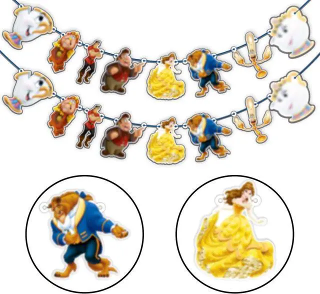 Alt view image 2 of 7 - Bauty & The Bast Garland Decoration Fairy Tale Theme Birthday Party Supplies Elegant Hanging Party Banner for Girls Birthday, Wedding, Classroom, or Princess Theme Decorations