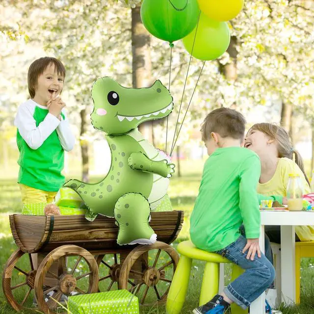 Alt view image 6 of 6 - Arrowbash 2 Pack Self Standing 4D Alligator Crocodile Balloons Foil Inflatable Balloons for Birthday Jungle Safari Theme Party Baby Shower Decorations
