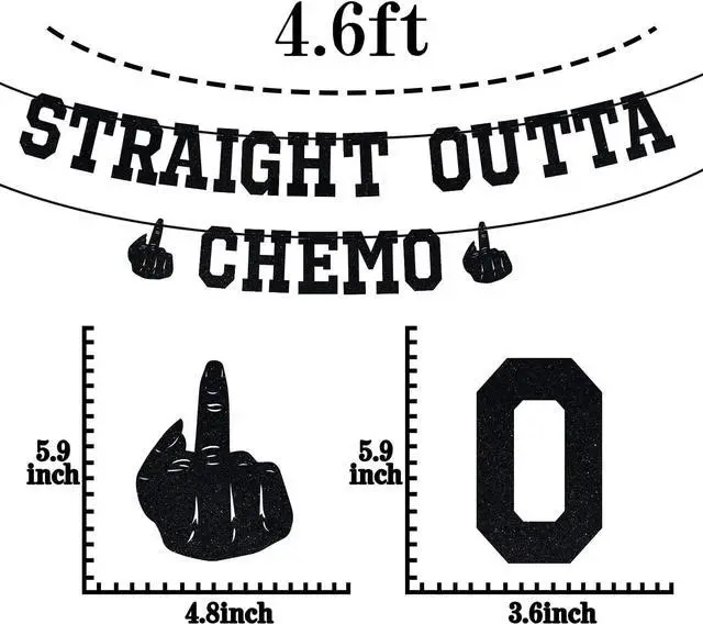Alt view image 2 of 7 - Straight Outta Chemo Banner, Cancer Survivor/Cancer Free Party Decoration Supplies, Funny Battle Cancer Gift