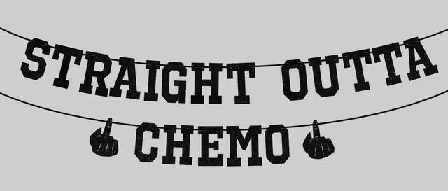 Main image of Straight Outta Chemo Banner, Cancer Survivor/Cancer Free Party Decoration Supplies, Funny Battle Cancer Gift