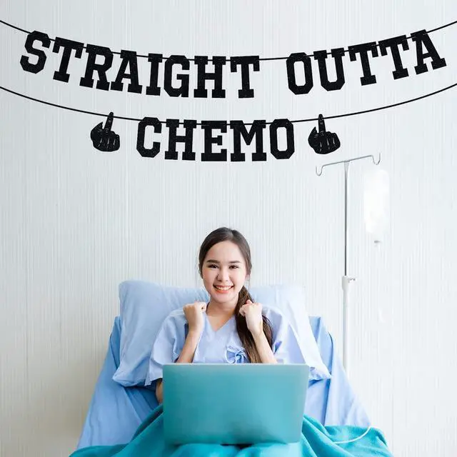 Alt view image 5 of 7 - Straight Outta Chemo Banner, Cancer Survivor/Cancer Free Party Decoration Supplies, Funny Battle Cancer Gift