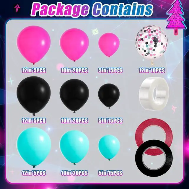 Alt view image 2 of 5 - 140 Pcs Music Balloon Arch Kit, Karaoke Music Note Balloon Birthday Arch Party Decorations Supplies Disco Ball Balloon Rose Red Blue Black Latex Balloon for DJ Short Video Celebration Party