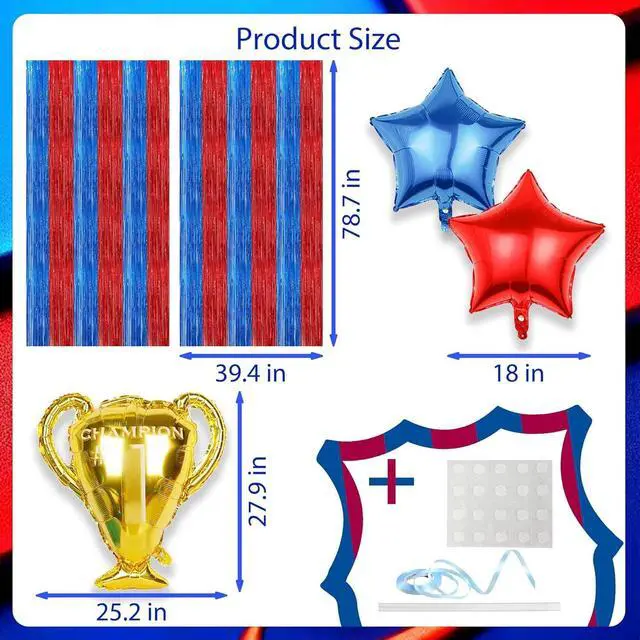 Alt view image 4 of 7 - Soccer Theme Birthday Party Supplies Include Fringe Curtains Tinsel, Balloons Banner, Soccer Theme Birthday Decorations