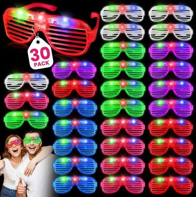 Main image of 30 Pack LED Glasses ,6 Colors Light Up Glasses Glow In The Dark Party Supplies , Party Glasses for Adults , Glow Shutter Glasses for Valentines Day , New Year's Eve Decoration , Birthday