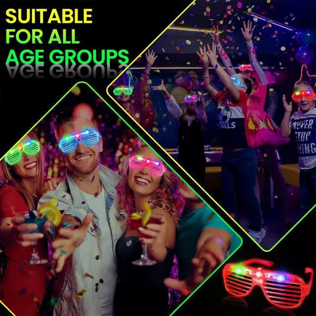 Alt view image 6 of 7 - 30 Pack LED Glasses ,6 Colors Light Up Glasses Glow In The Dark Party Supplies , Party Glasses for Adults , Glow Shutter Glasses for Valentines Day , New Year's Eve Decoration , Birthday