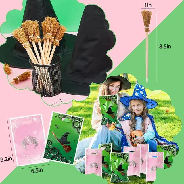 Alt view image 4 of 7 - Pink and Green Party Favor Decorations 70Pcs Bubbles Notebooks Stamps Broom Pencils Plastic Straws Goodie Bags Wristbands for Birthday Theme Decor Gift Supplies