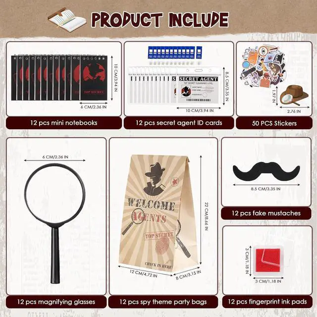 Alt view image 4 of 6 - Vanblue 134Pcs Detective Party Favors Spy Kit Escape Room Birthday Party Decorations Supplies Magnifying Glass Gift for Kids Treat Bags Stuffers Pinata Filler Classroom Prizes