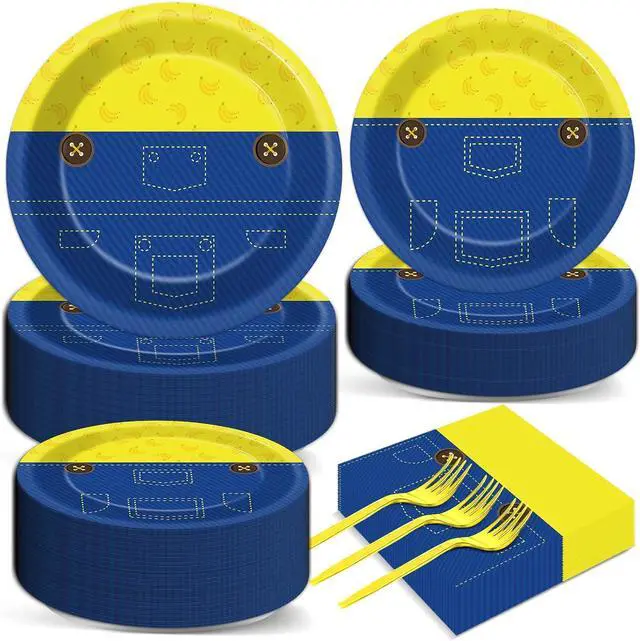 Main image of 200Pcs Yellow Cartoon Party Supplies Cute Cartoons Themed Paper Plates and Napkins Banana Tableware Dinnerware Set for Boy Girl Birthday Favors Baby Shower Decoration Serve 50 Guests