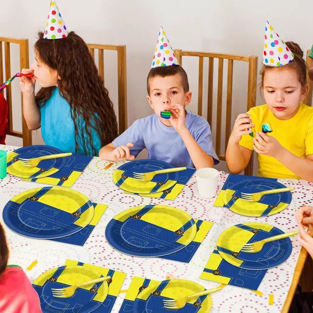 Alt view image 5 of 7 - 200Pcs Yellow Cartoon Party Supplies Cute Cartoons Themed Paper Plates and Napkins Banana Tableware Dinnerware Set for Boy Girl Birthday Favors Baby Shower Decoration Serve 50 Guests
