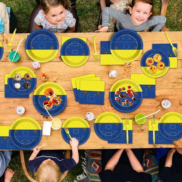 Alt view image 7 of 7 - 200Pcs Yellow Cartoon Party Supplies Cute Cartoons Themed Paper Plates and Napkins Banana Tableware Dinnerware Set for Boy Girl Birthday Favors Baby Shower Decoration Serve 50 Guests