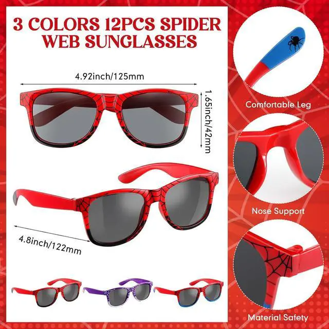 Alt view image 2 of 6 - Soulchen 48 Pieces Spiderweb Birthday Party Decoration Set Spiderweb Gift Bags Spider Silicone Bracelet Sunglasses Cobweb Sticky Hands Toys for Birthday Party Supplies Favors (Vibrant)