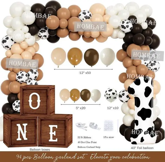 Alt view image 3 of 6 - Hombae My First Rodeo Decorations Boy 122PCs Cowboy Theme 1st Birthday Party Supplies Set with Backdrop, Balloon Garland, Banner, Tablecloth, Boxes, Poster for One Year Old Boy