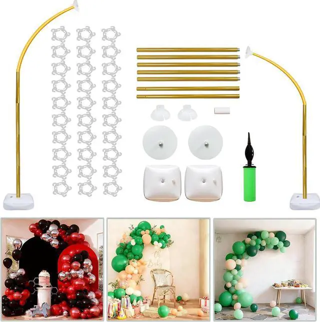 Main image of Balloon Arch Stand Kit 9ft &5.6ft,Heavy Duty Base With Water Filling Bag Bendable Half Arch Balloon Arch for Birthdays Holiday Decorations And Other Indoor And Outdoor Parties No Balloons (gold)