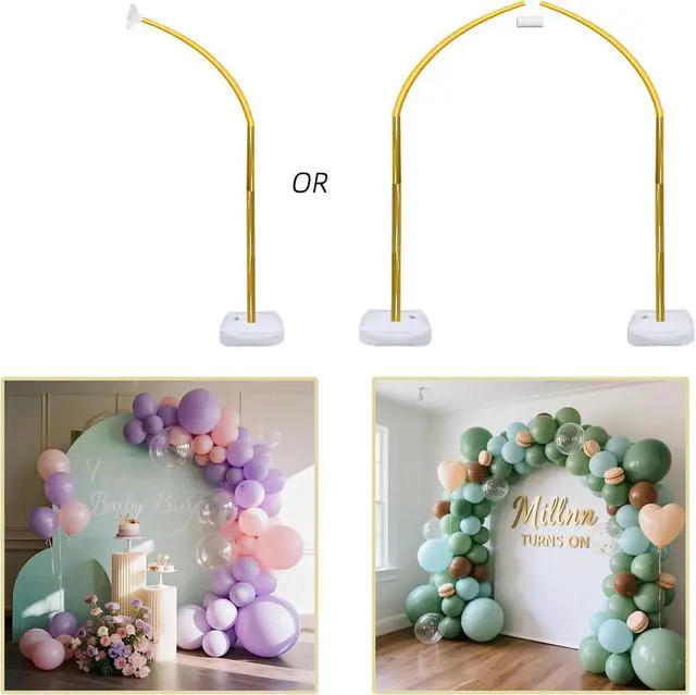 Alt view image 6 of 7 - Balloon Arch Stand Kit 9ft &5.6ft,Heavy Duty Base With Water Filling Bag Bendable Half Arch Balloon Arch for Birthdays Holiday Decorations And Other Indoor And Outdoor Parties No Balloons (gold)