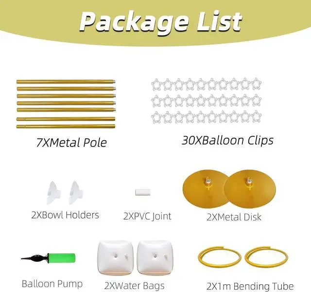 Alt view image 4 of 7 - Balloon Arch Stand Kit 9ft &5.6ft,Heavy Duty Base With Water Filling Bag Bendable Half Arch Balloon Arch for Birthdays Holiday Decorations And Other Indoor And Outdoor Parties No Balloons (gold)