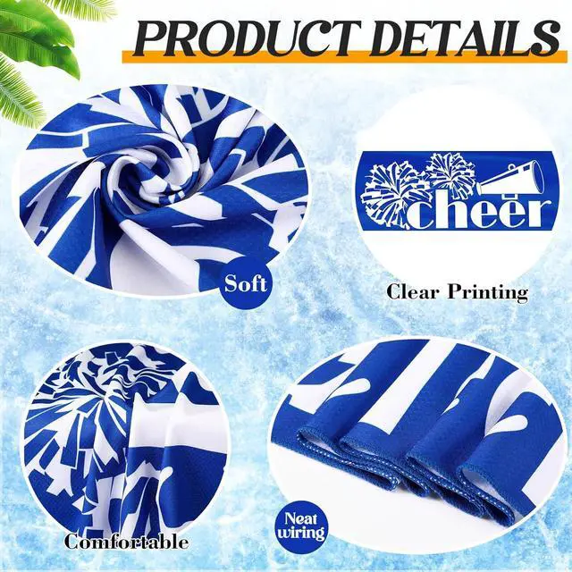 Alt view image 4 of 7 - 48 Pcs Cheerleader Gift Bulk Cheerleading Plastic Tumbler Cheer Team Cooling Towel Reusable Cheerleader Water Bottle with Lid and Straw for Sport Party Favor Women Girl Teen (Blue)