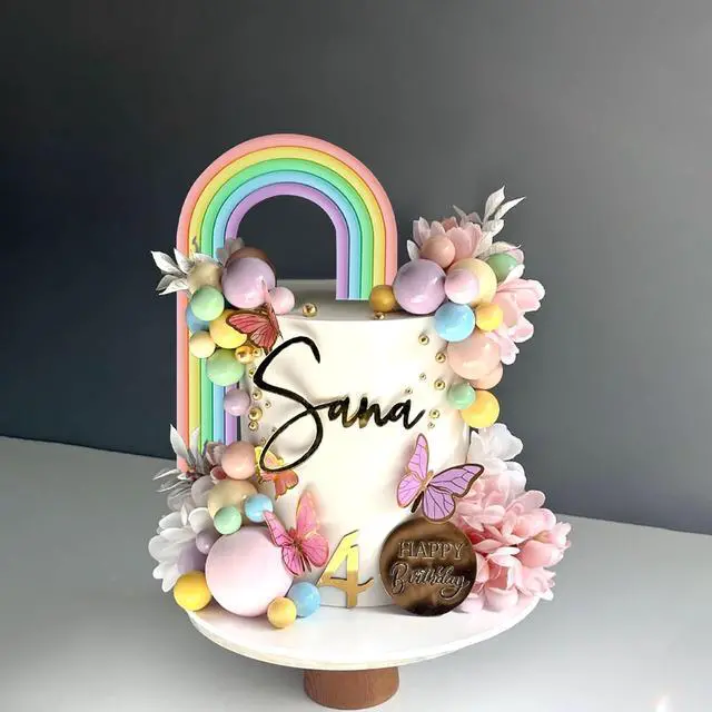 Alt view image 4 of 7 - 21 PCS Pastel Rainbow Cake Topper,Boho Cake decoration Include Boho Rainbow Cake Topper and Colorful Balls Cake Decorations for Wedding Baby Shower Birthday Party Supplies