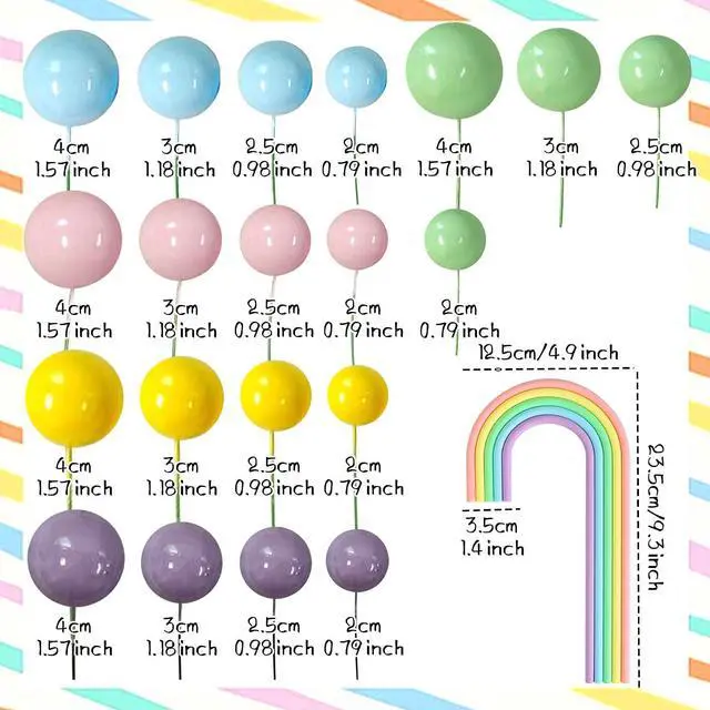 Alt view image 3 of 7 - 21 PCS Pastel Rainbow Cake Topper,Boho Cake decoration Include Boho Rainbow Cake Topper and Colorful Balls Cake Decorations for Wedding Baby Shower Birthday Party Supplies
