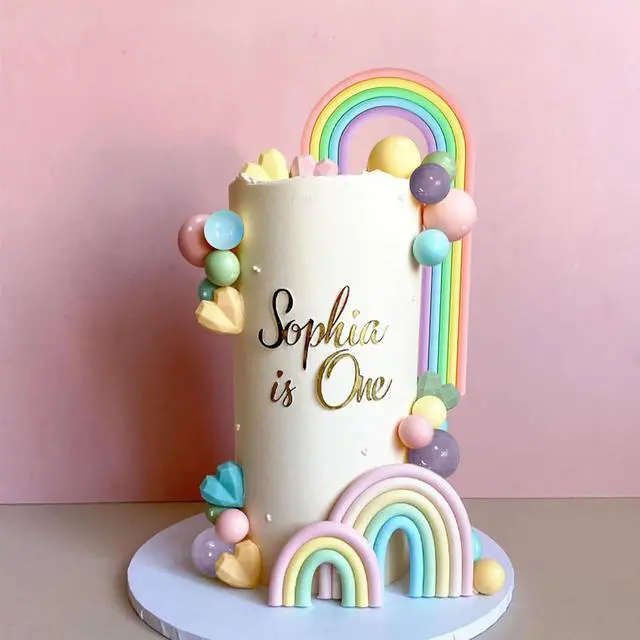 Alt view image 5 of 7 - 21 PCS Pastel Rainbow Cake Topper,Boho Cake decoration Include Boho Rainbow Cake Topper and Colorful Balls Cake Decorations for Wedding Baby Shower Birthday Party Supplies