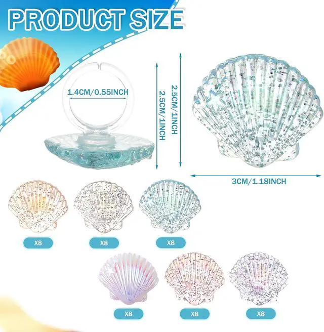 Alt view image 2 of 6 - Kenning 48pcs Resin Seashell Cupcake Ring Toppers Under the Sea Cupcake Topper for seashell Theme Birthday Party Cake Decorations Baby Shower Weeding Anniversary Sea Party Supplies
