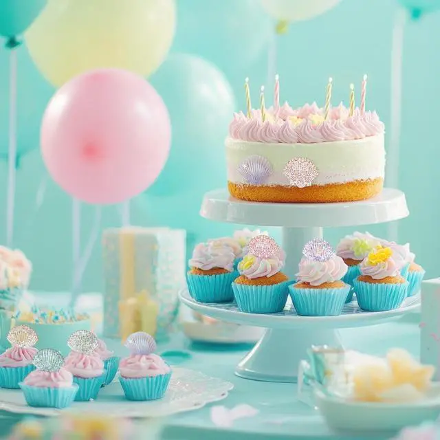 Alt view image 4 of 6 - Kenning 48pcs Resin Seashell Cupcake Ring Toppers Under the Sea Cupcake Topper for seashell Theme Birthday Party Cake Decorations Baby Shower Weeding Anniversary Sea Party Supplies