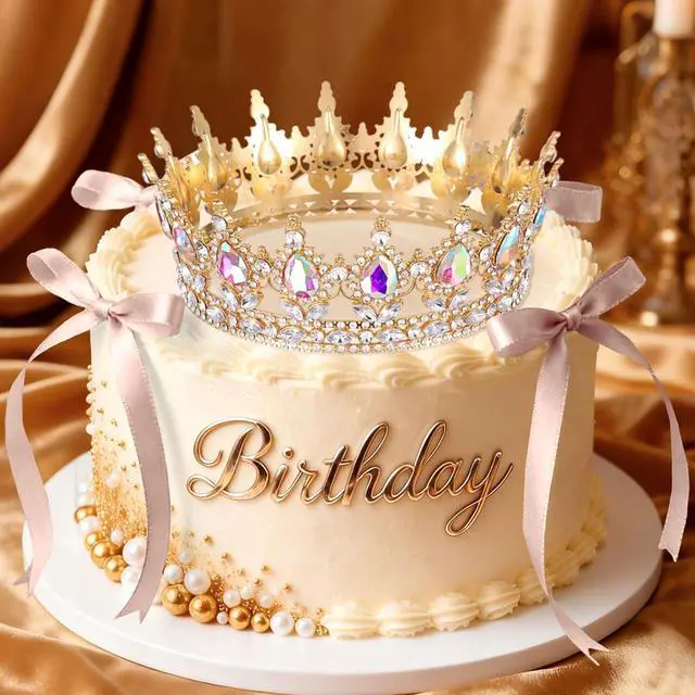 Alt view image 4 of 7 - 19Pcs Gold Crown Cake Topper Queen Crown Tiara for Princess Birthday Party Decor Gold Bows Crowns for Cake Decorations Queen Themed Wedding Party Supplies