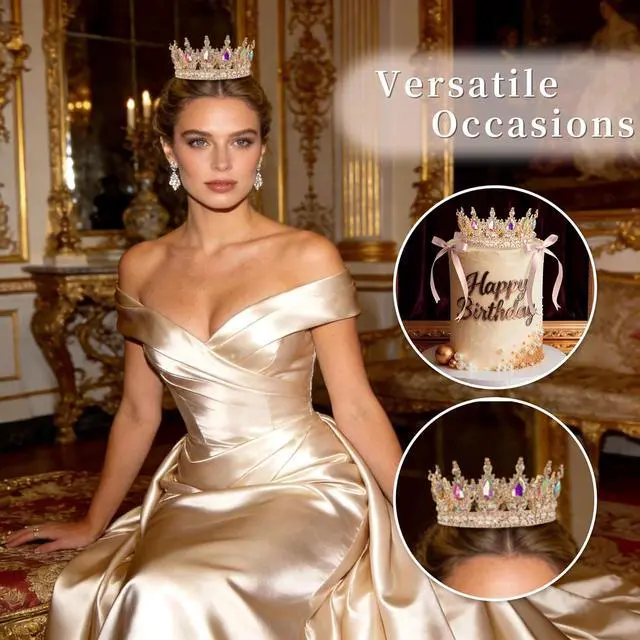 Alt view image 5 of 7 - 19Pcs Gold Crown Cake Topper Queen Crown Tiara for Princess Birthday Party Decor Gold Bows Crowns for Cake Decorations Queen Themed Wedding Party Supplies