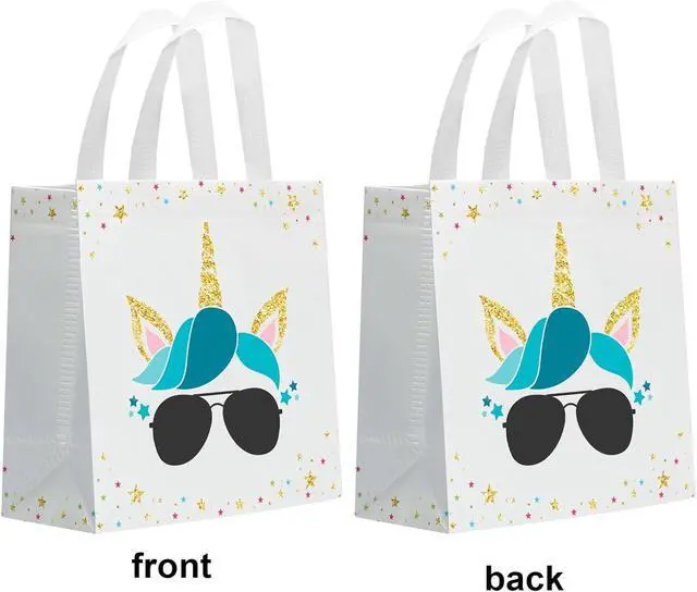 Alt view image 5 of 7 - KERINGO 24 PCS Party Favor Bags for Unicorn with Handles Reusable Non Woven Goodie Bags Pink Blue Candy Treat Gift Bag for Unicorn Girls Kids Party Supplies