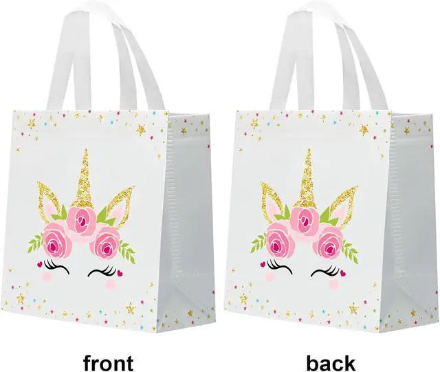 Alt view image 4 of 7 - KERINGO 24 PCS Party Favor Bags for Unicorn with Handles Reusable Non Woven Goodie Bags Pink Blue Candy Treat Gift Bag for Unicorn Girls Kids Party Supplies