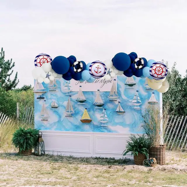 Alt view image 4 of 5 - Balloon Garland Kit,101PCS 5 10 12 15 18 Inch Dark Blue Nautical Anchor Party Balloons for Birthday Baby Shower Navigation Theme Sailor Party Birthday Outdoor Party Decoration Supplies