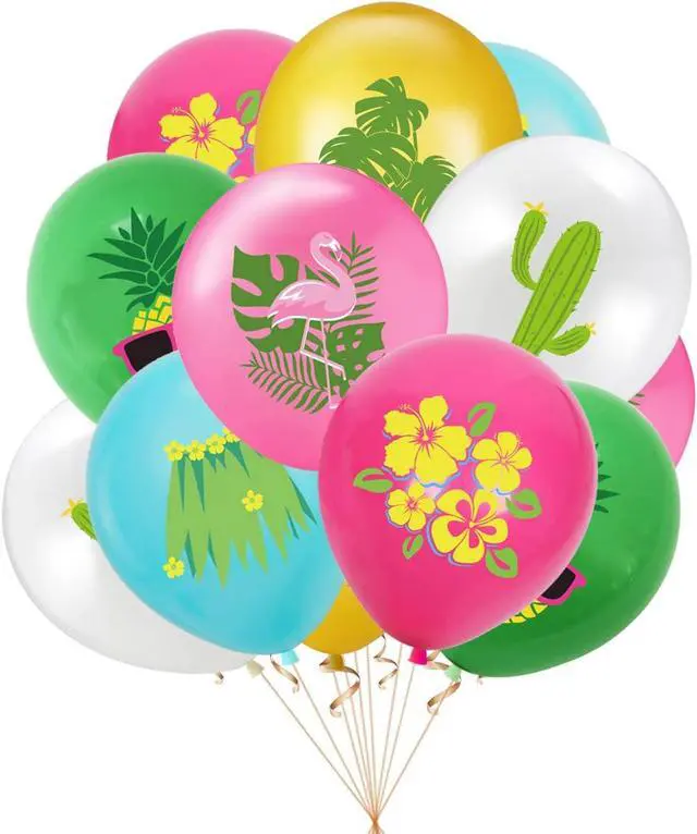 Alt view image 5 of 7 - Hawaiian Birthday Party Decorations for Girls Boys Flamingo Pineapples Cactus Happy Birthday Banner Balloons Cake Cupcake Toppers for Summer Luau Hawaii Aloha Tropical Beach Theme Party Supplies