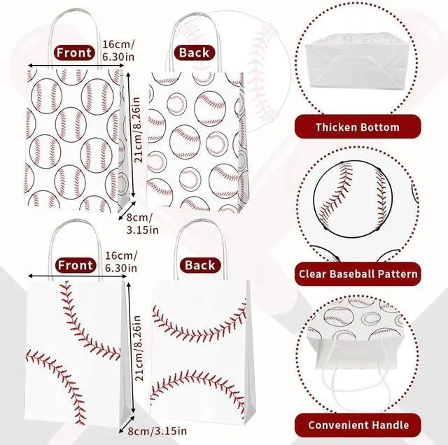 Alt view image 2 of 6 - 32PCS Baseball Party Favors, 16PCS Baseball Gift Bags and 16PCS Baseball Charms, Baseball Party Decorations Baseball Birthday Party Supplies Goodie Bags Adjustable Sport Gifts for Teams