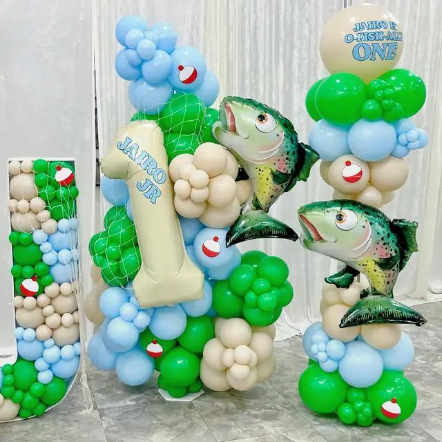 Alt view image 7 of 7 - 5Pcs Fish Bobber Balloons Decor for O-fishally One Fishing Birthday, Gone Fishing Party, Father's Day,Fish Fest Party Supplies, Little Fisherman Theme, Fishing Tournament Party Decor