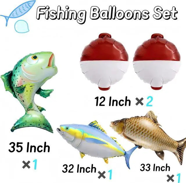 Alt view image 2 of 7 - 5Pcs Fish Bobber Balloons Decor for O-fishally One Fishing Birthday, Gone Fishing Party, Father's Day,Fish Fest Party Supplies, Little Fisherman Theme, Fishing Tournament Party Decor