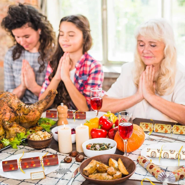 Alt view image 6 of 7 - Malhaii 8 Pack Thanksgiving Cr ac k ers No Snap Fall Party Favors Decorations with Prizes for Adults Kids Thanksgiving Table Favors Fall Festival Pumpkin Turkey Holiday Pop p ers Friendsgiving Gifts