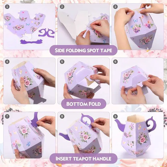 Alt view image 3 of 7 - Nuogo 12 Pcs Tea Party Centerpieces for Table Spring Summer Wedding Party Decorations 6.8'' Teapot Princess Flower Vase Boxes Table Decor for Floral Themed Birthday Baby Shower, 6 Styles