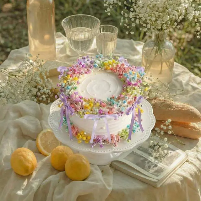 Alt view image 4 of 6 - 30 Pcs Baby's Breath Cake Topper Decorations Artificial Wildflower Cake Decorations Floral Cakes Toppers for Wedding Baby Shower Birthday Party Supplies