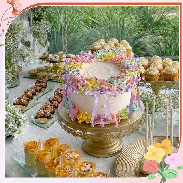 Alt view image 6 of 6 - 30 Pcs Baby's Breath Cake Topper Decorations Artificial Wildflower Cake Decorations Floral Cakes Toppers for Wedding Baby Shower Birthday Party Supplies