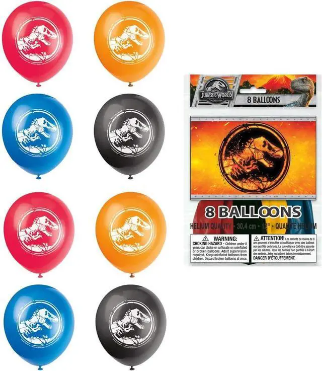 Alt view image 2 of 3 - Jurassic World Dinosaur Birthday Party Supplies Balloon Decoration Bundle includes 10 Pieces and 1 Dinosaur Sticker Sheet