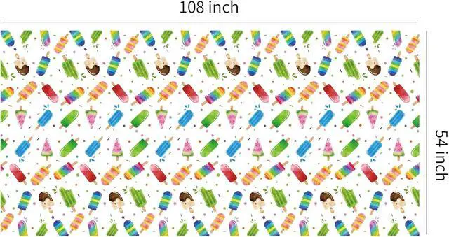 Alt view image 7 of 7 - Popsicle Party Tablecloth Decorations - Disposable Ice Cream Popsicle Birthday Party Supplies Tablecover, Summer Popsicle Baby Shower Table Decorations Table Cloths- 3 Pack (54in x 108in)