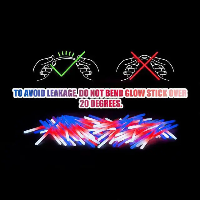 Alt view image 3 of 7 - LIONO 100 Pcs 4th of July Glow Sticks Bulk, Ultra Bright Red White and Blue Glow Sticks 3-in-1 with Connectors, 4th of July Accessories for Independence Day Party, Nighttime Events & Party Activities